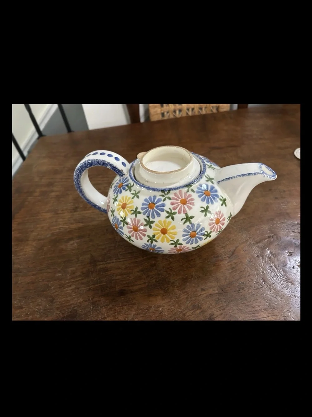 Vintage Germany Hand Painted Teapot Kettle Flowers Floral Details